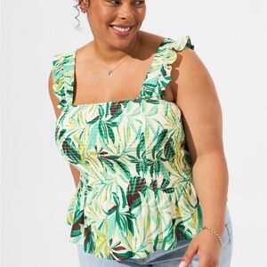 Torrid Tropical Smocked Babydoll Top – Size 3 (3X)